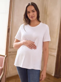 Seraphine White Maternity Short Sleeve Cotton Modal T-Shirt