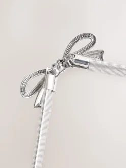 Silver Bow Skinny Stretch Belt