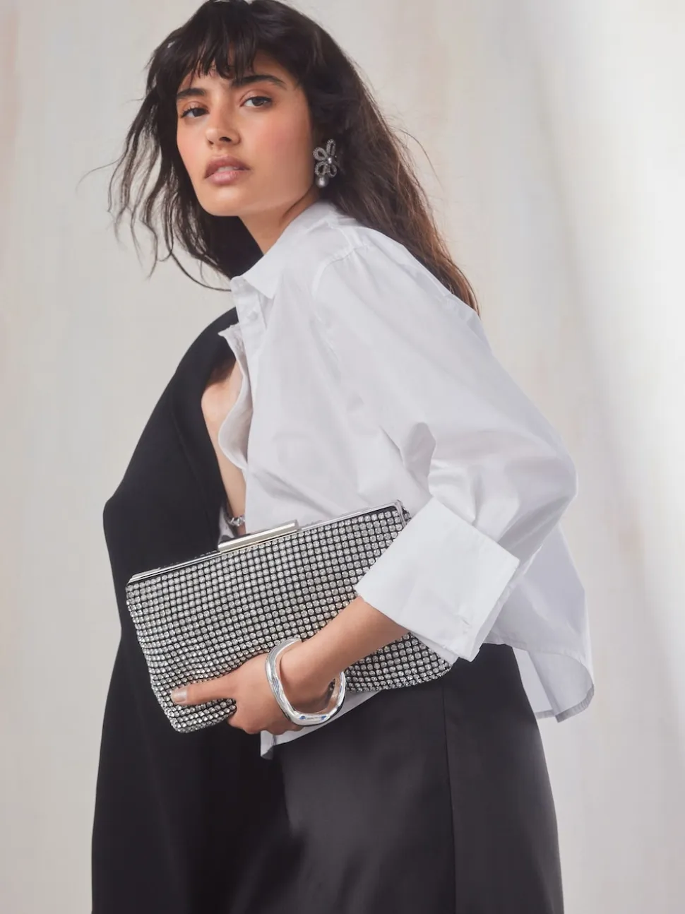 Silver Sparkle Clutch Bag