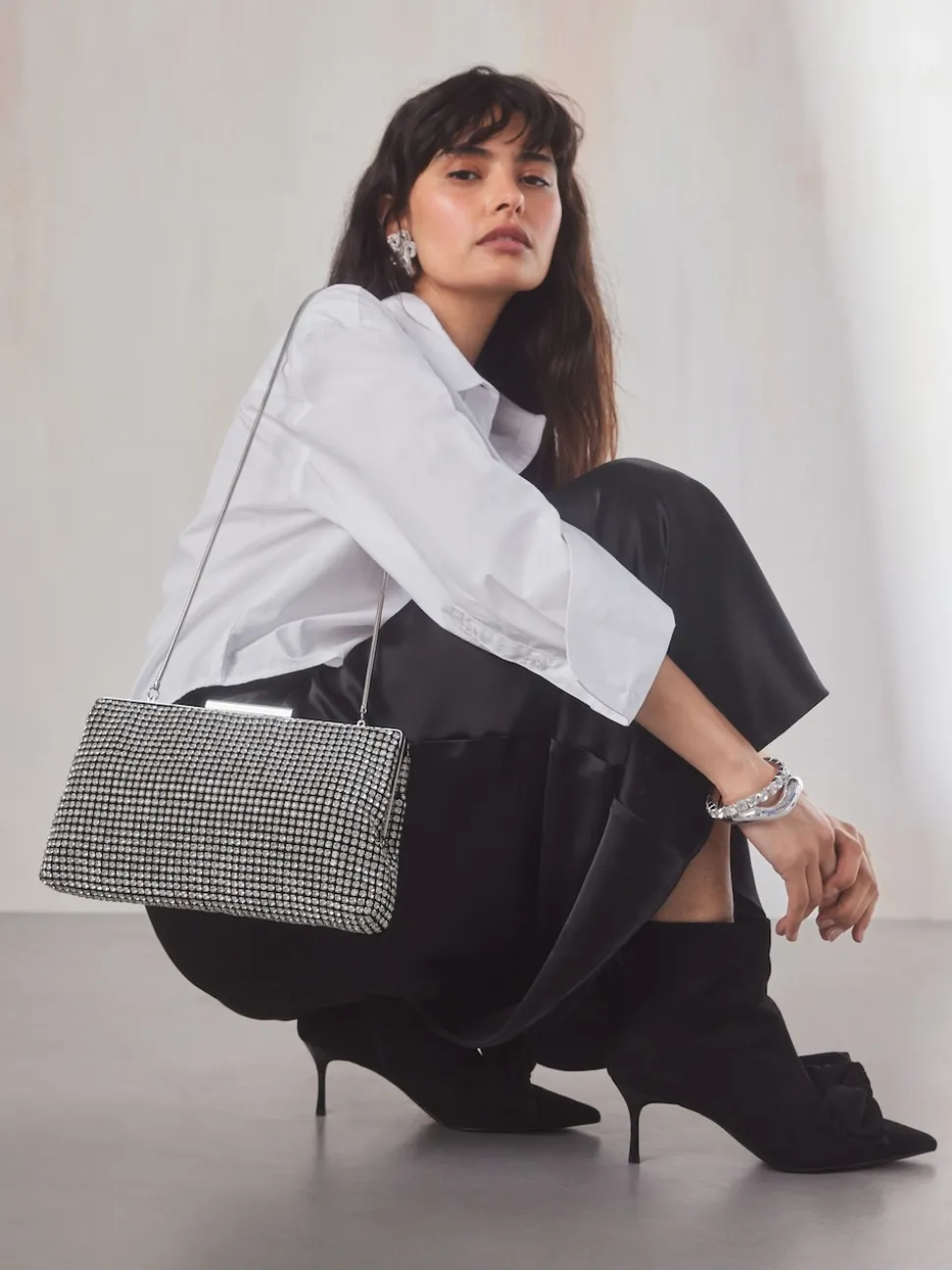 Silver Sparkle Clutch Bag