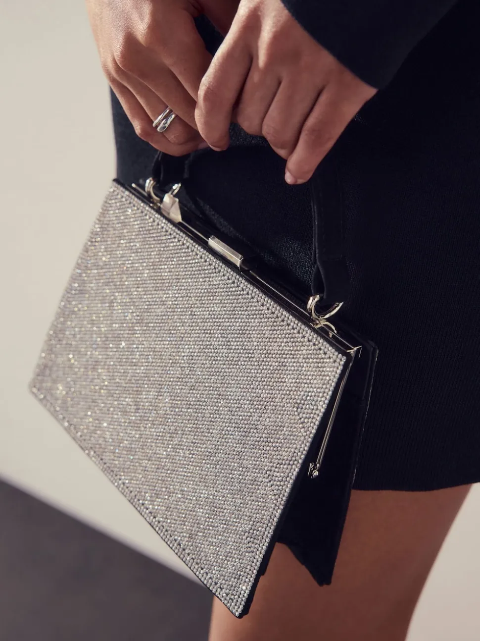 Silver Sparkle Hand Held Bag