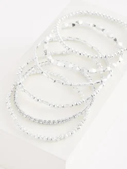 Silver Tone Sparkle Stretch Bracelets Pack