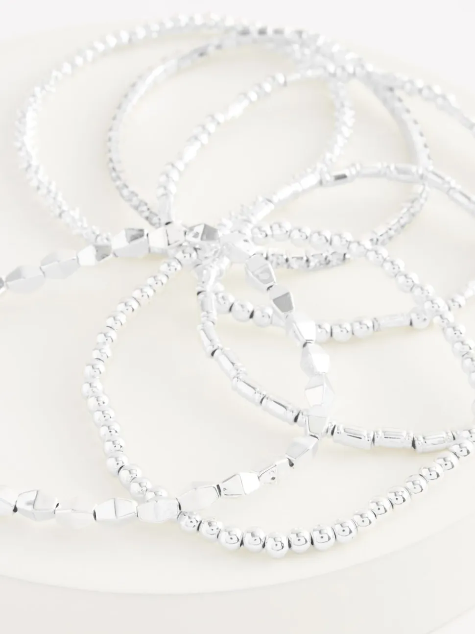Silver Tone Sparkle Stretch Bracelets Pack