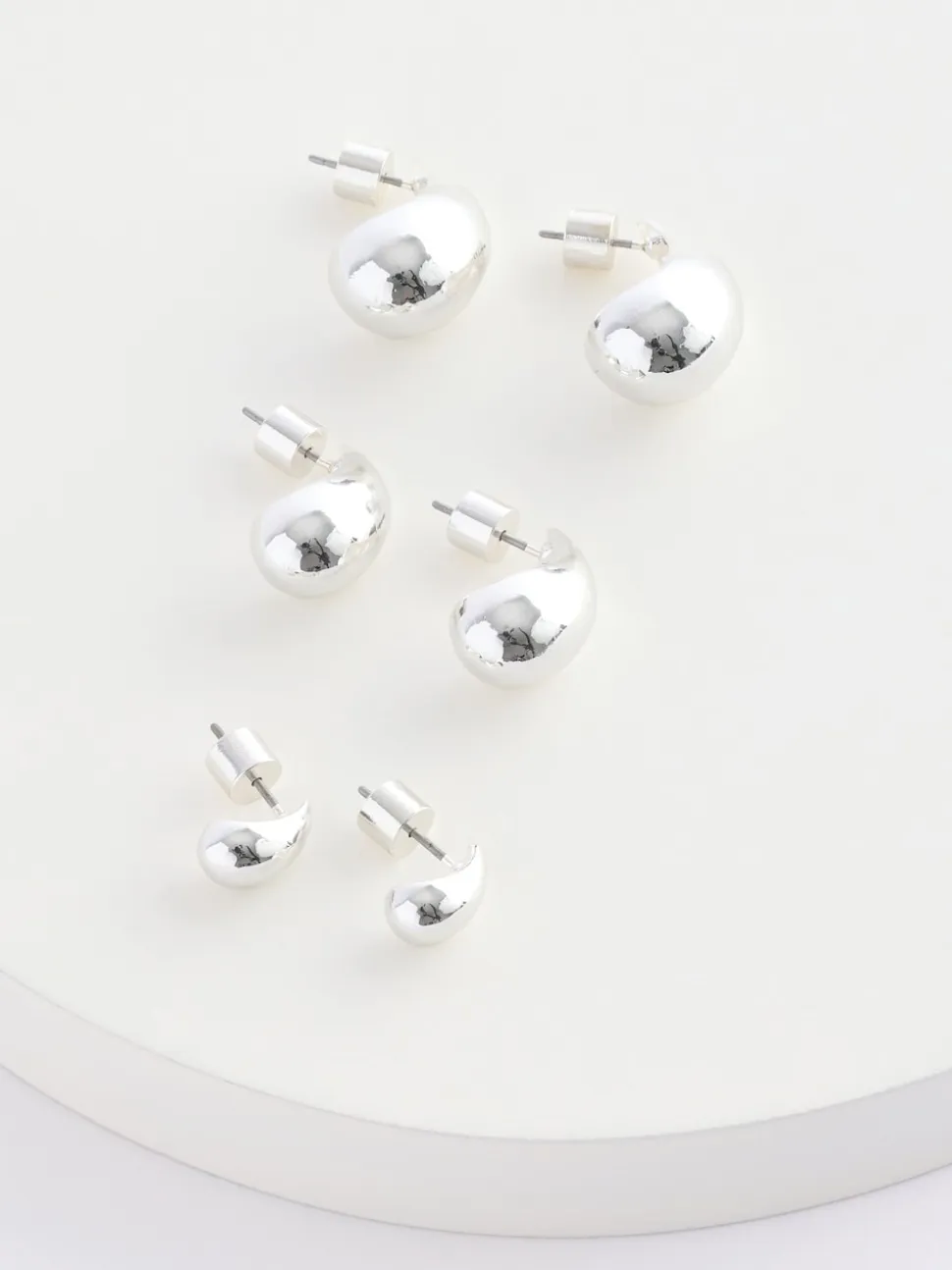 Silver Tone Teardrop Earrings 3 Pack