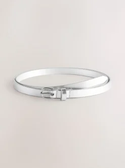 Silver/Gold PU Skinny Belts 2 Pack