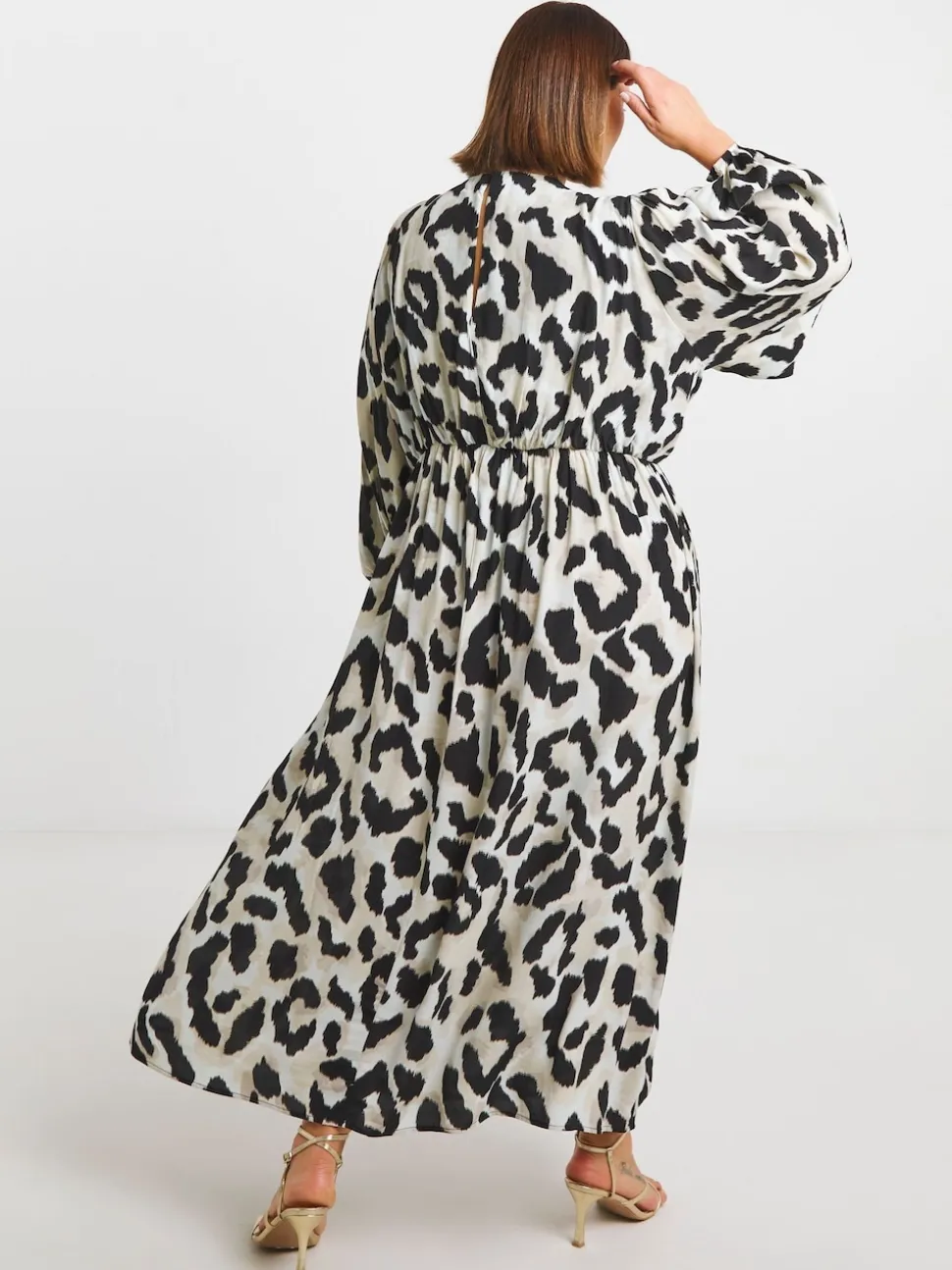 Simply Be Animal V-Neck Button Through Midi Dress