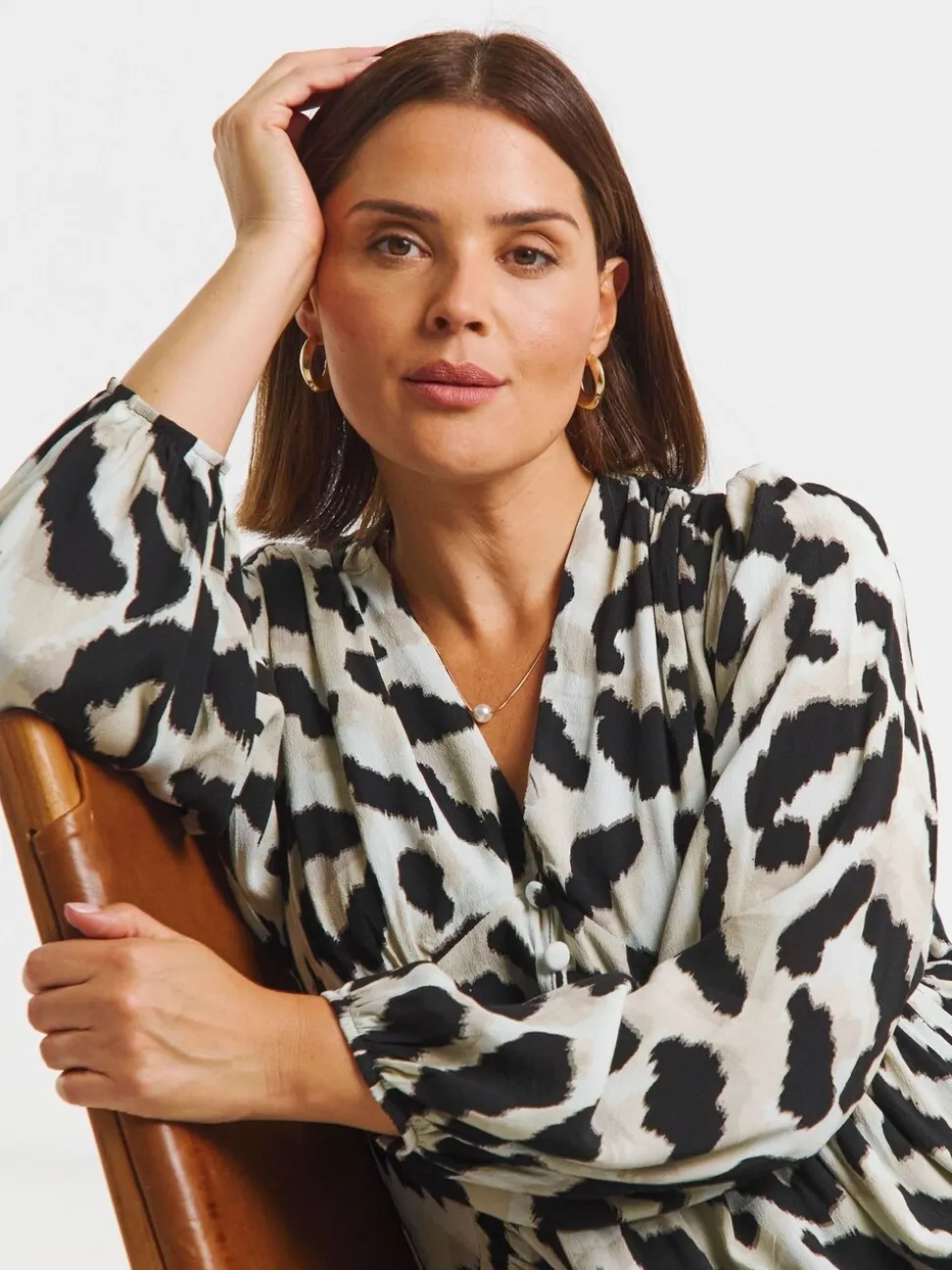 Simply Be Animal V-Neck Button Through Midi Dress