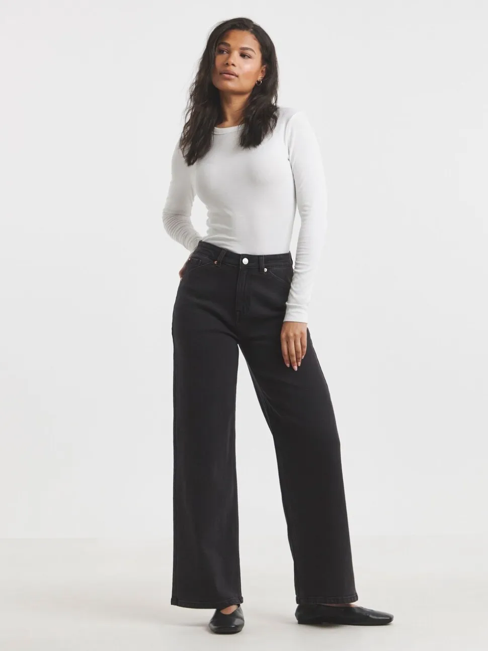 Simply Be Black 99/1 Wide Jeans