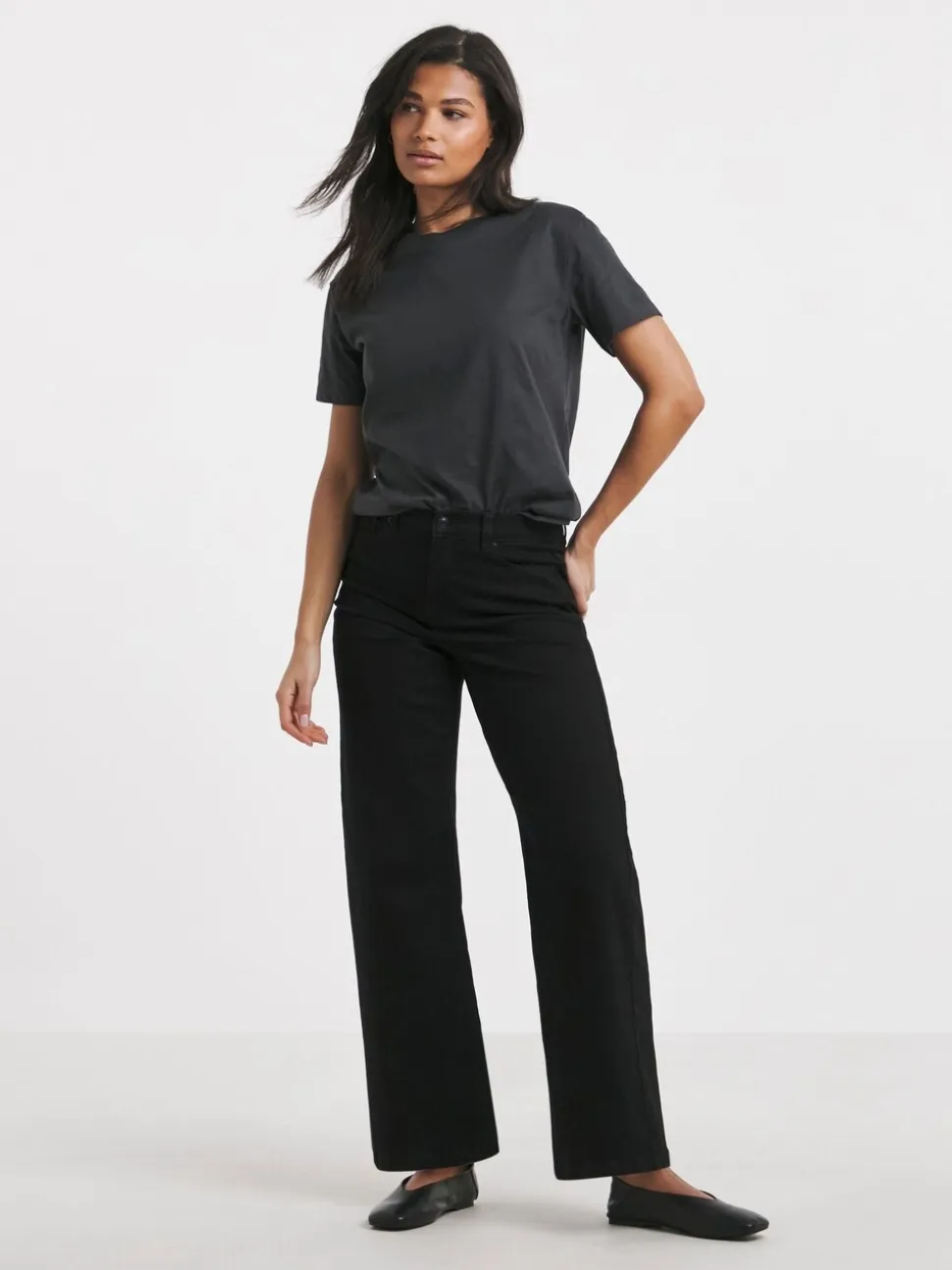 Simply Be Black 24/7 Wide Leg Jeans