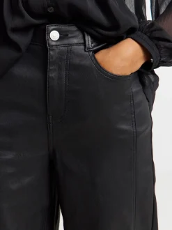 Simply Be Black Coated Barrel Jeans