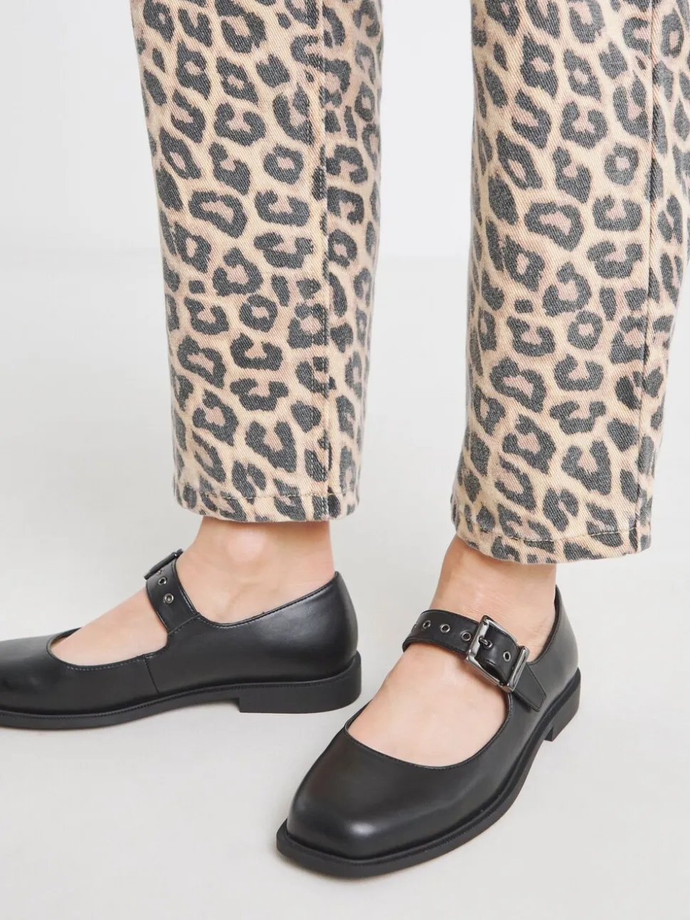 Simply Be Black Extra Wide Fit Square Toe Flat Mary Jane Shoes