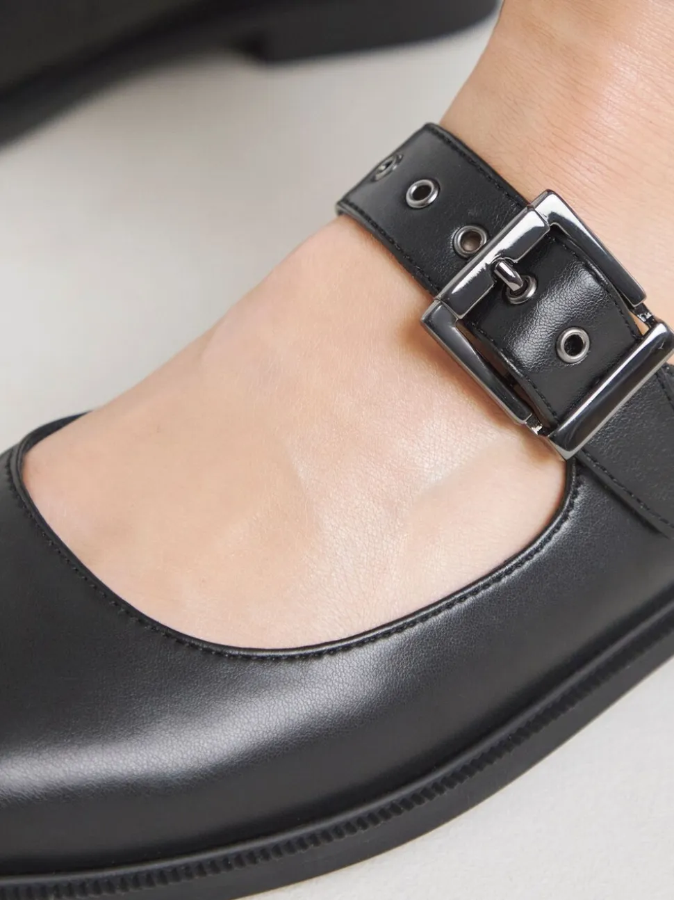 Simply Be Black Extra Wide Fit Square Toe Flat Mary Jane Shoes