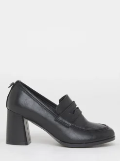 Simply Be Black Extra Wide Fit Vintage Loafer On Platform Heel