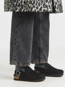 Simply Be Black Fluffy Mules With Back Strap