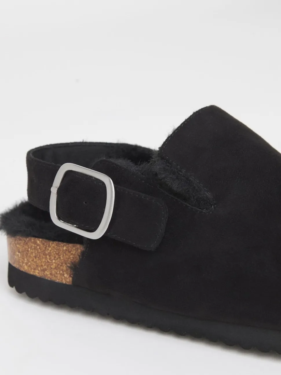 Simply Be Black Fluffy Mules With Back Strap