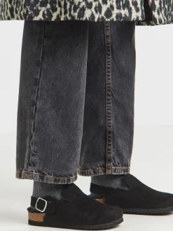 Simply Be Black Fluffy Mules With Back Strap