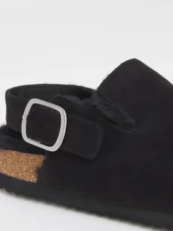 Simply Be Black Fluffy Mules With Back Strap