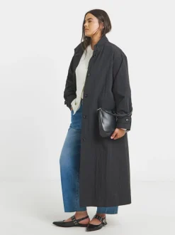 Simply Be Black Funnel Neck Longline Tech Parka