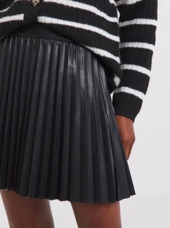 Simply Be Black PU Pleated Mini Skirt