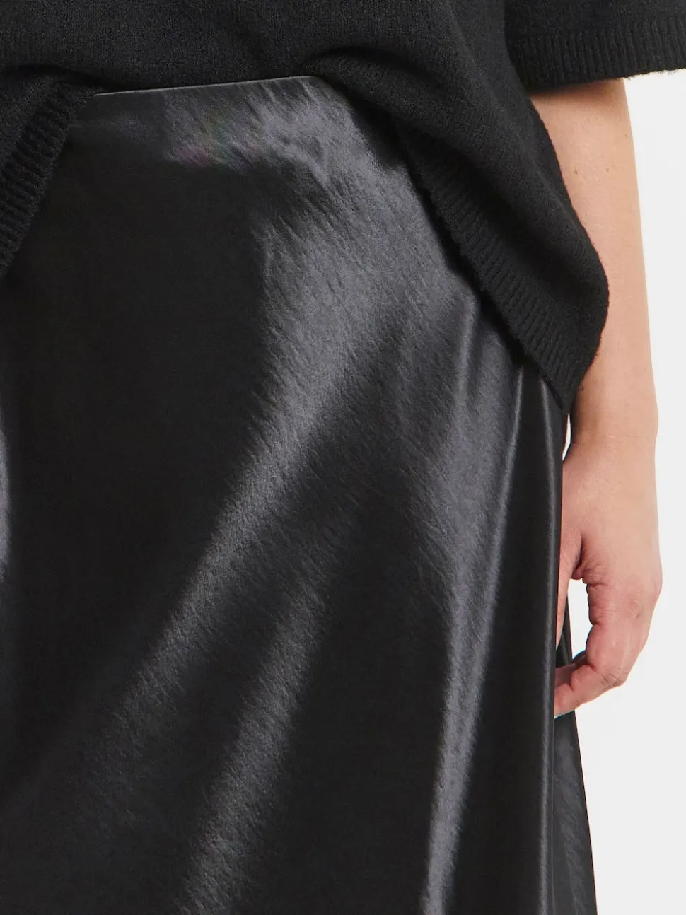 Simply Be Black Satin Maxi Skirt
