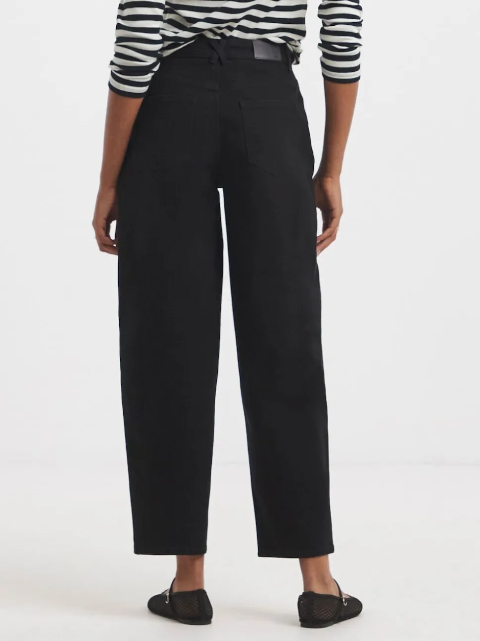 Simply Be Black Smart Tapered Barrel Jeans