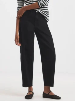 Simply Be Black Smart Tapered Barrel Jeans