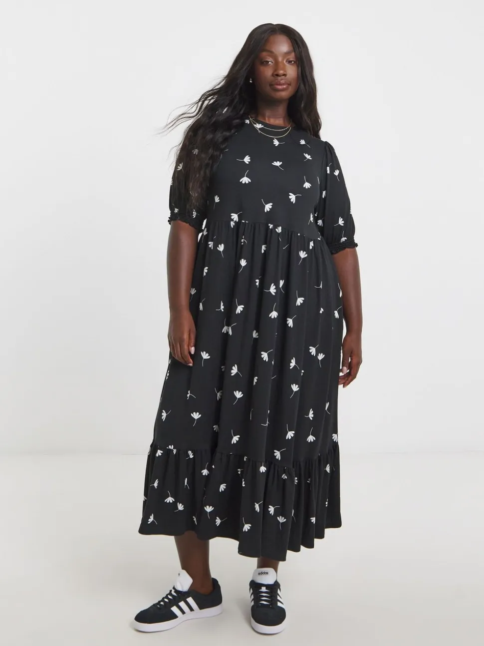 Simply Be Black Supersoft Tiered Midi Dress