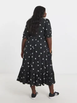Simply Be Black Supersoft Tiered Midi Dress