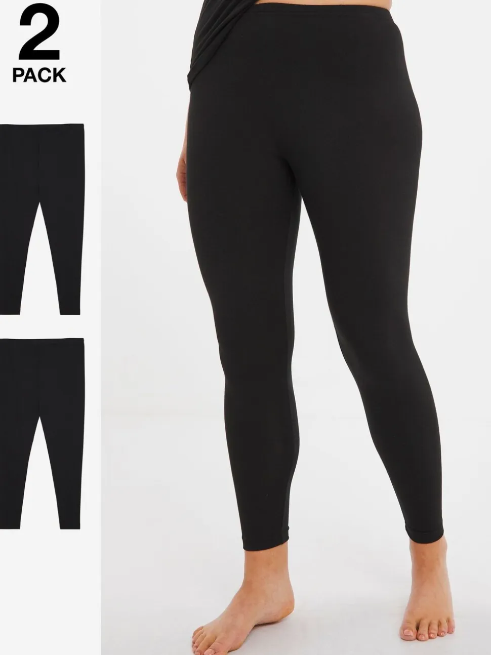 Simply Be Black Thermal Leggings 2 Pack