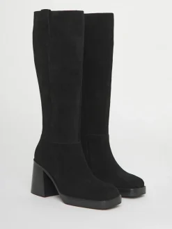 Simply Be Black Wide Fit Block Heel Knee High Boots