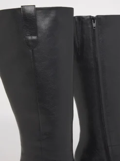 Simply Be Black Wide Fit Block Heel Knee High Boots