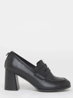 Simply Be Black Wide Fit Vintage Loafer On Platform Heel