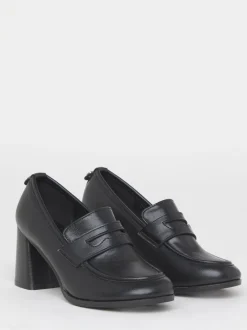Simply Be Black Wide Fit Vintage Loafer On Platform Heel