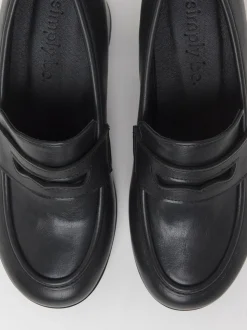 Simply Be Black Wide Fit Vintage Loafer On Platform Heel