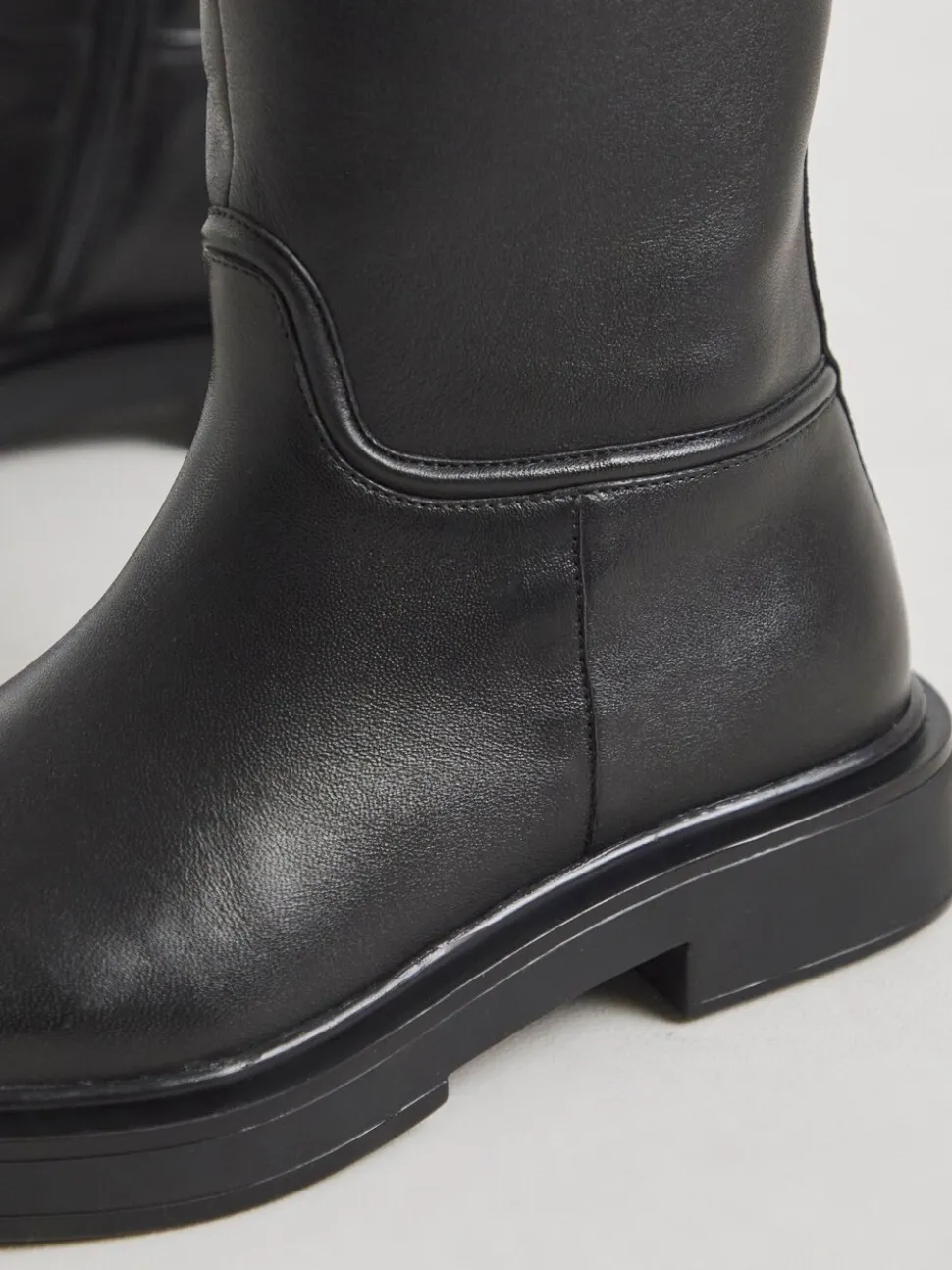 Simply Be Black Wide Fit Leather Knee High Riding Boots
