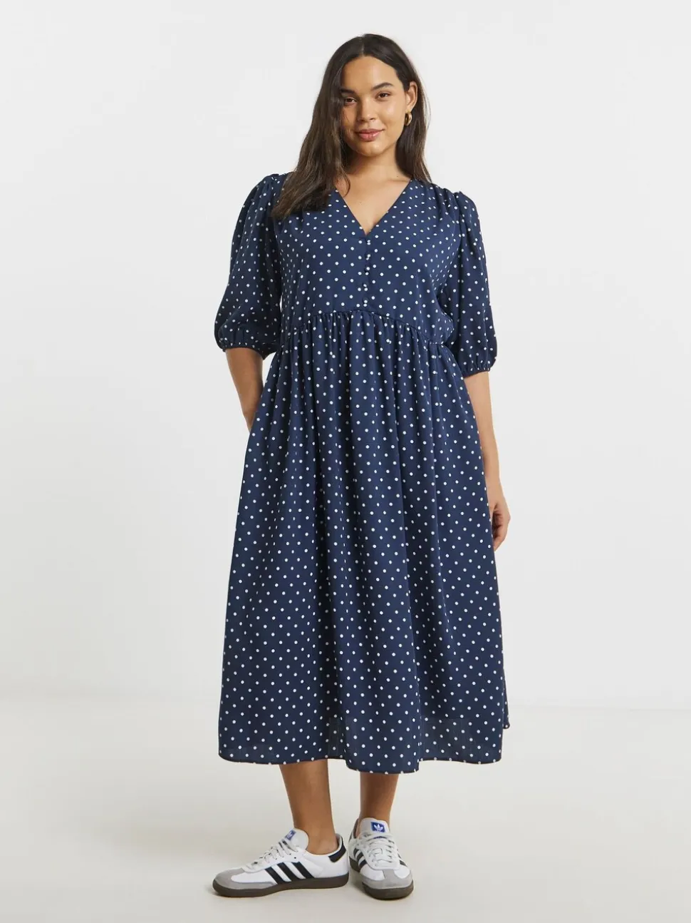 Simply Be Blue Button Through Midi Dress