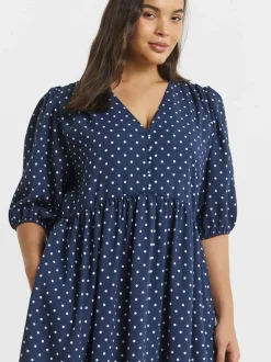 Simply Be Blue Button Through Midi Dress