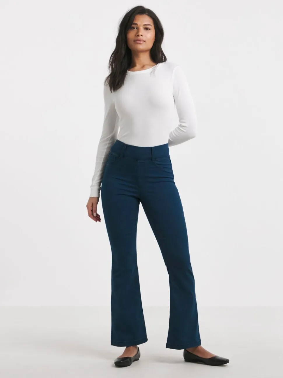 Simply Be Blue Flared Pull On Jeggings