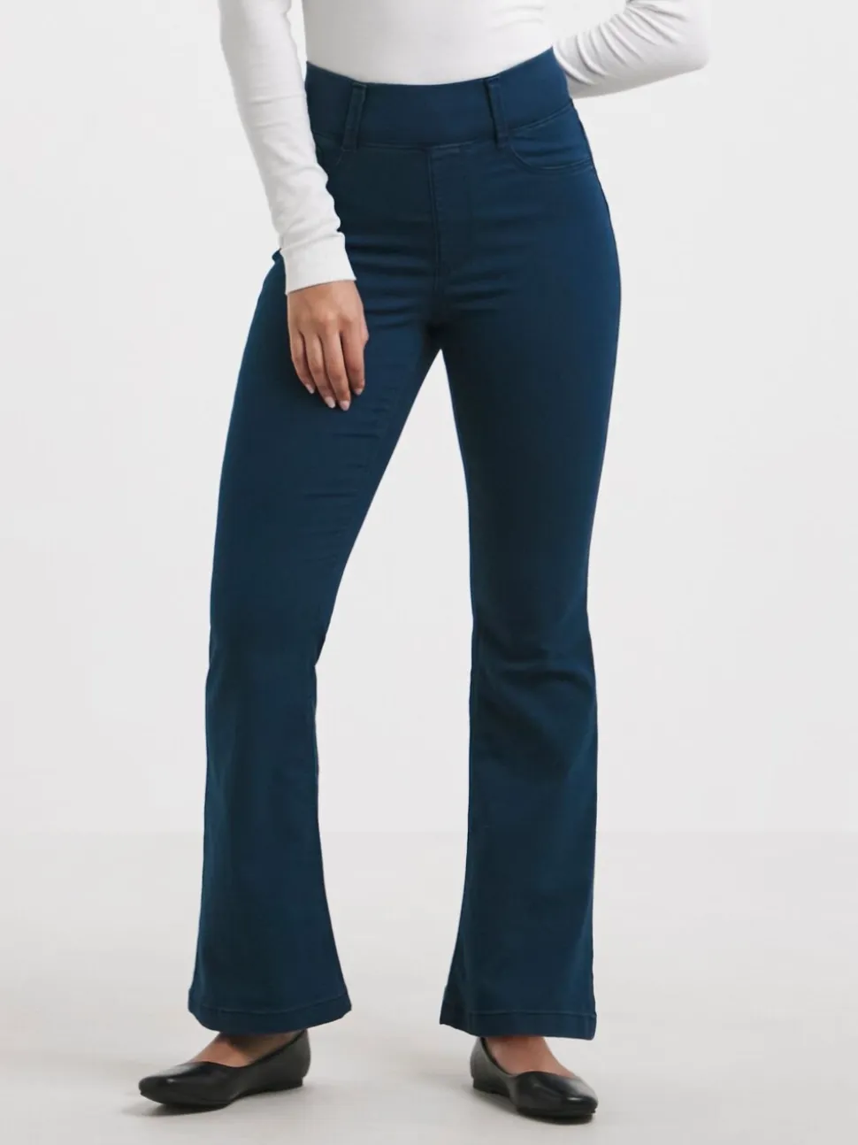 Simply Be Blue Flared Pull On Jeggings