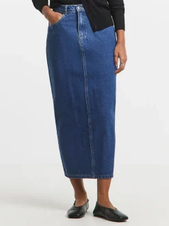 Simply Be Blue Mid Wash Maxi Skirt