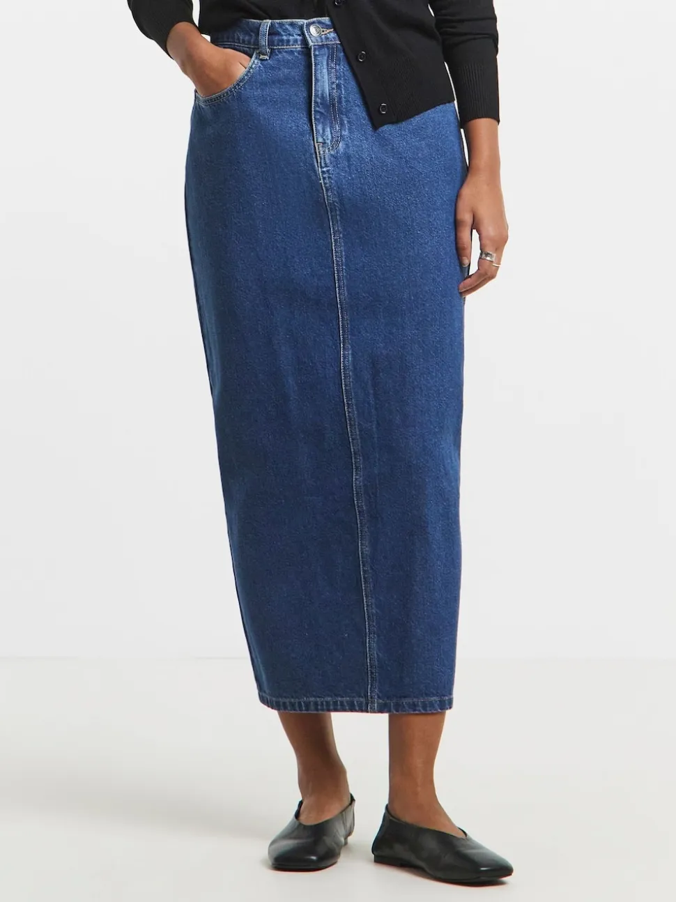 Simply Be Blue Mid Wash Maxi Skirt