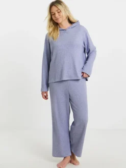 Simply Be Blue Pretty Secrets Metallic Fibre Rib Lounge Set