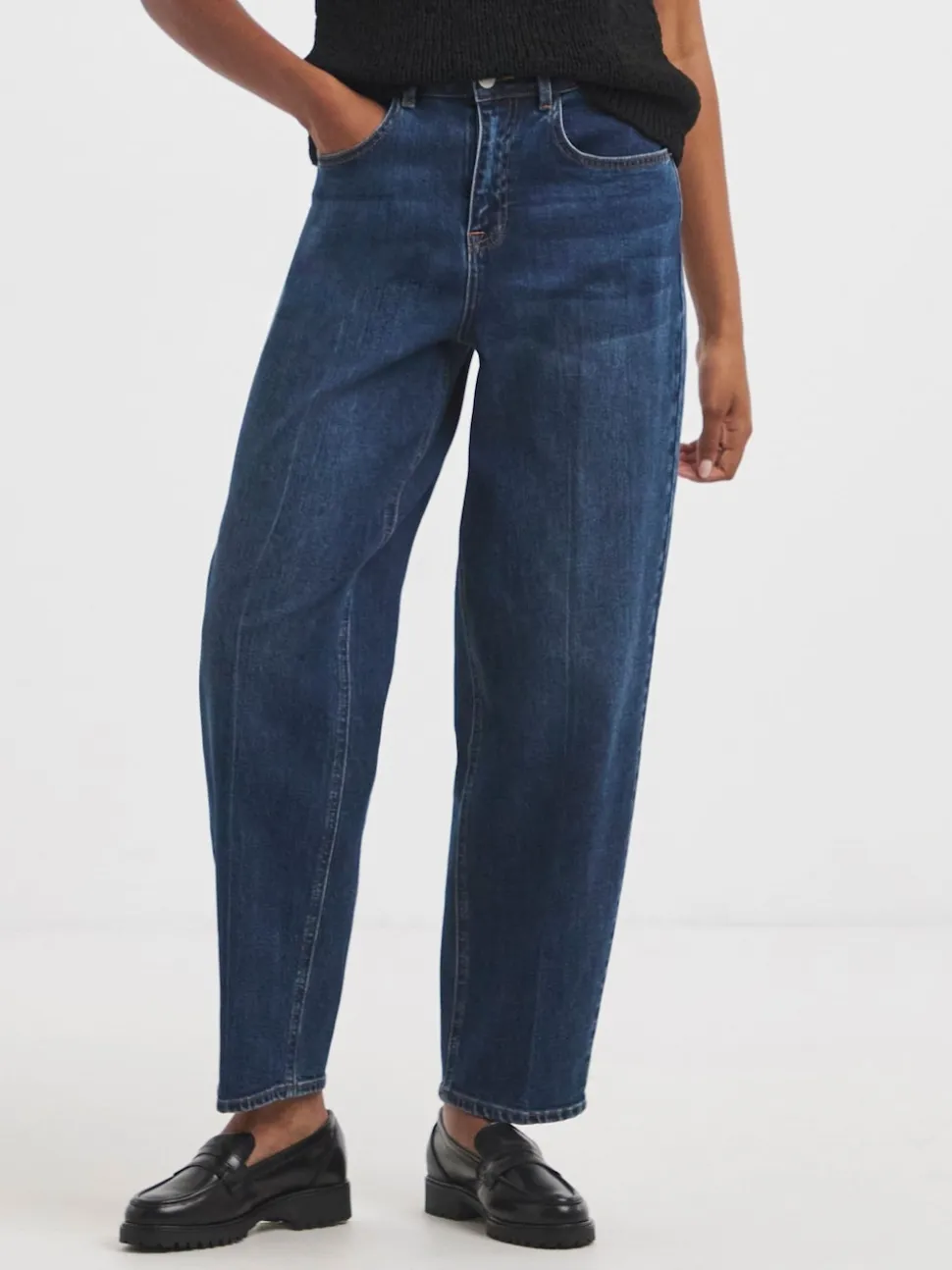 Simply Be Blue Smart Tapered Barrel Jeans