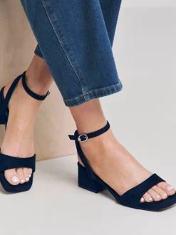 Simply Be Blue Wide Fit Barely There Block Heel Sandals