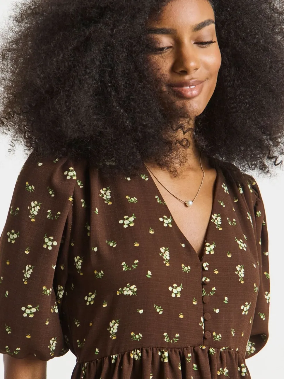 Simply Be Brown Button Through Midi Dress