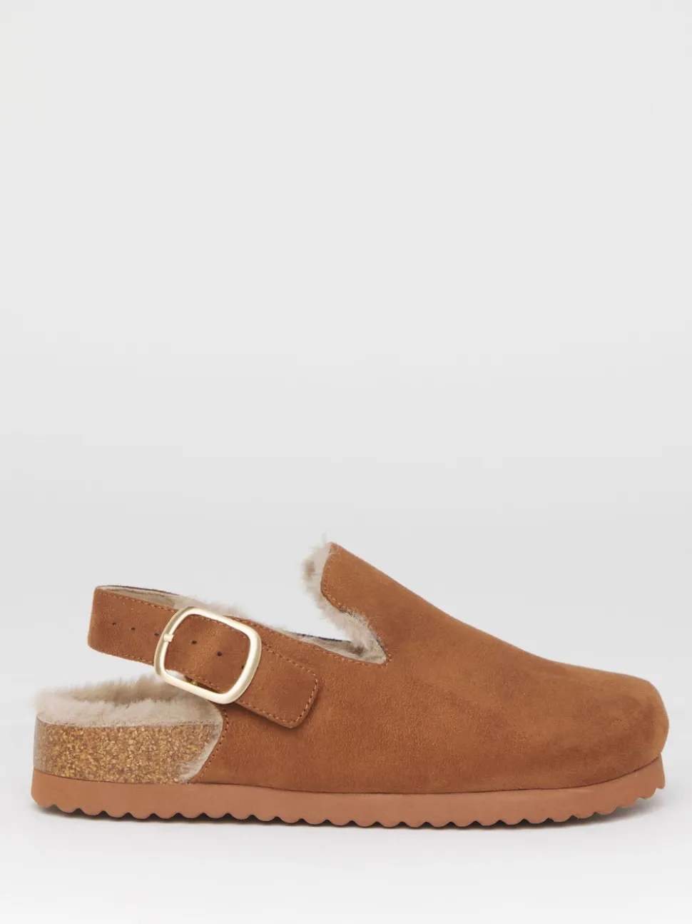 Simply Be Brown Fluffy Mules With Back Strap