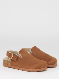 Simply Be Brown Fluffy Mules With Back Strap
