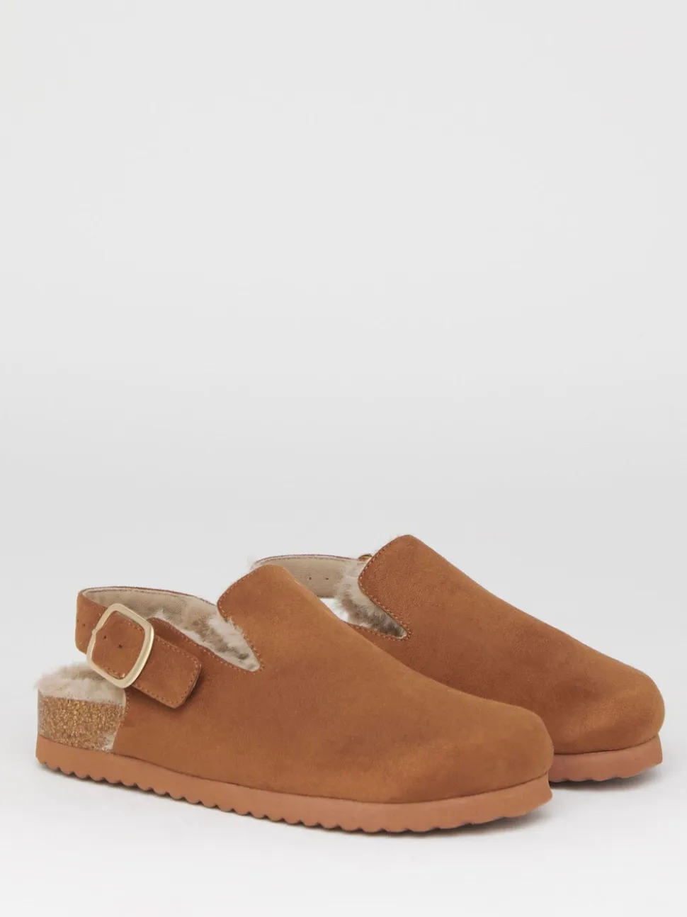 Simply Be Brown Fluffy Mules With Back Strap