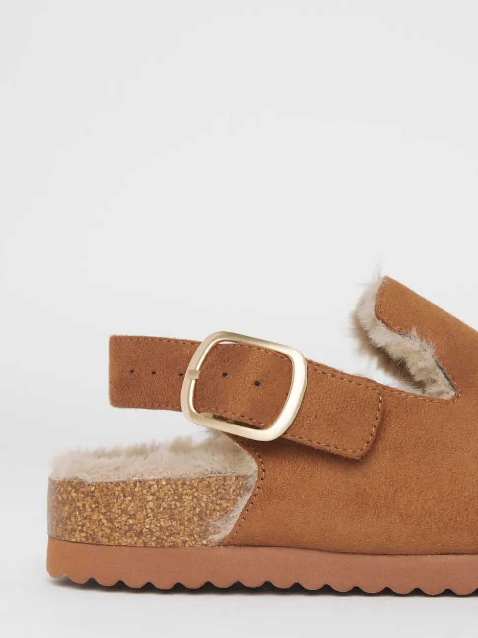 Simply Be Brown Fluffy Mules With Back Strap