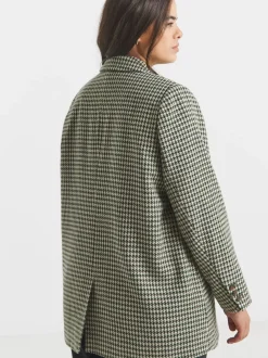 Simply Be Brown Houndstooth Single Breasted Blazer